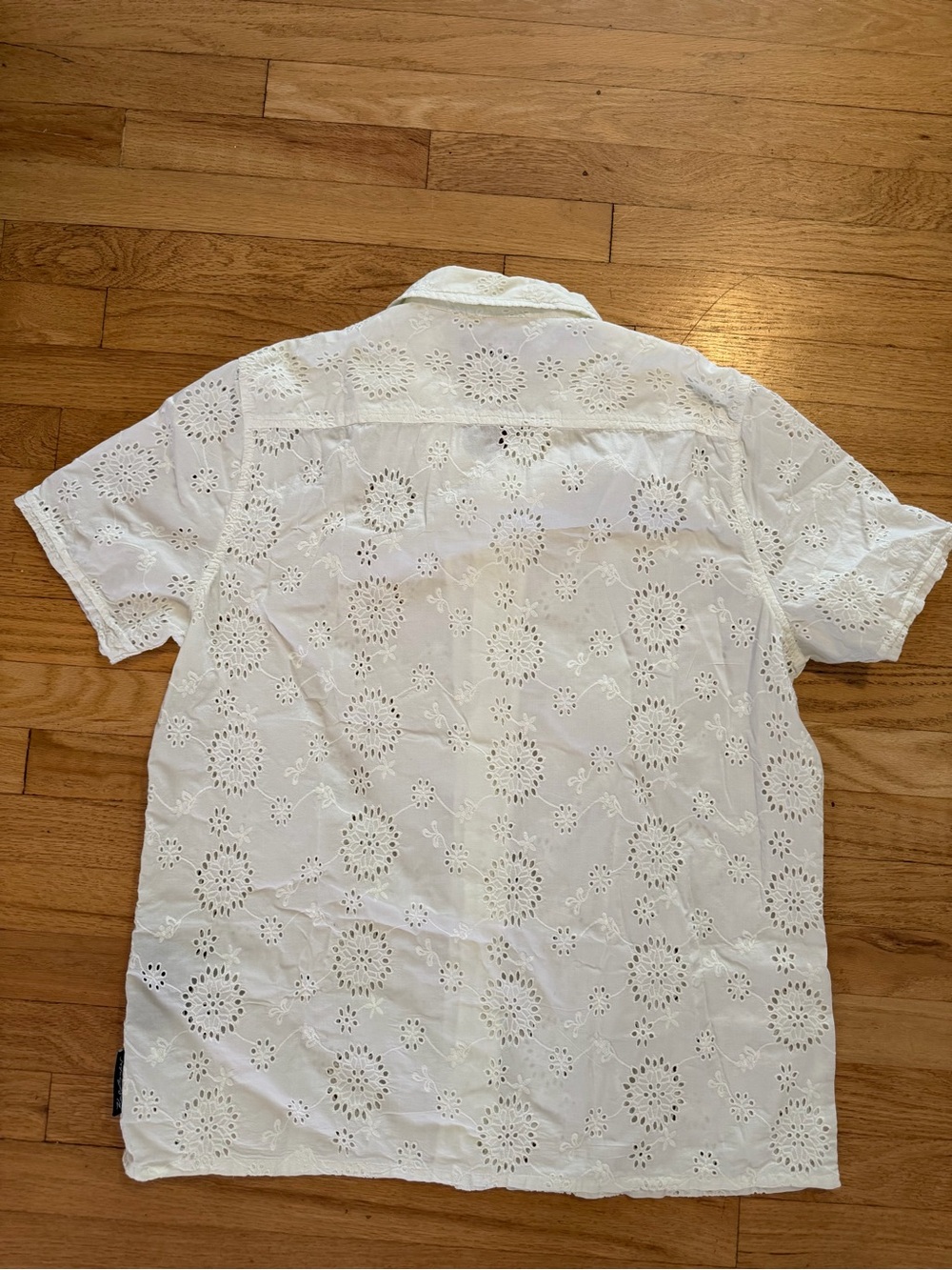 Karl Lagerfeld White Eyelet Button-Down Short-Sleeve Shirt - Picture 2 of 7